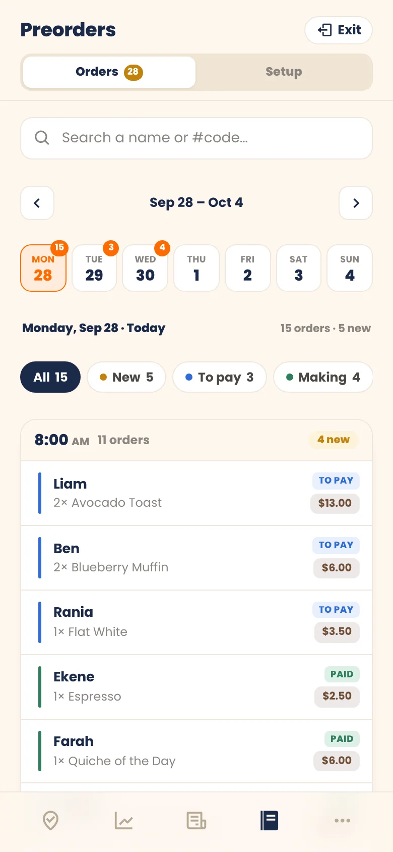 Order-ahead in Chup Pro